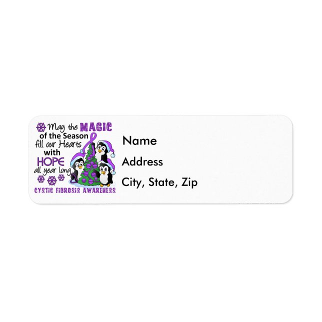 Christmas Penguins Cystic Fibrosis Label (Front)