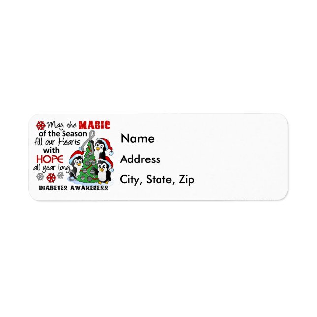 Christmas Penguins Diabetes Label (Front)
