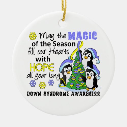 Christmas Penguins Down Syndrome Ceramic Ornament