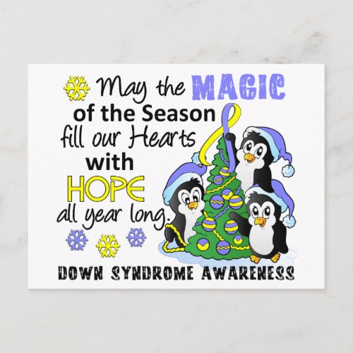 Christmas Penguins Down Syndrome Holiday Postcard