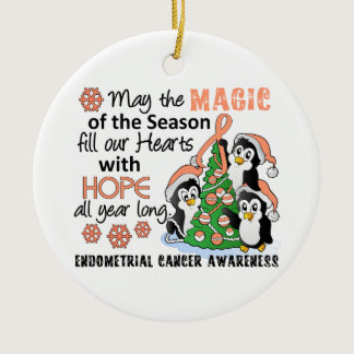 Christmas Penguins Endometrial Cancer Ceramic Ornament