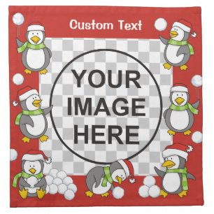 Christmas penguins frame cloth napkin