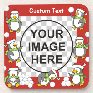 Christmas penguins frame coaster