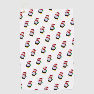 Christmas penguins golf towel