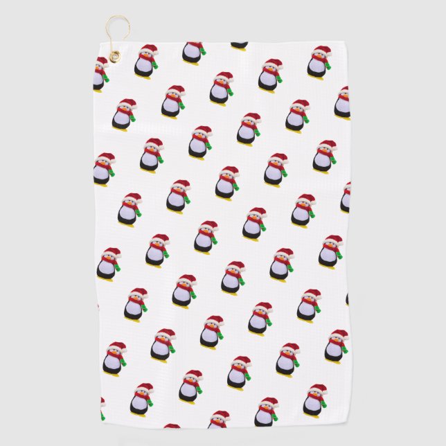Christmas penguins golf towel (Front)