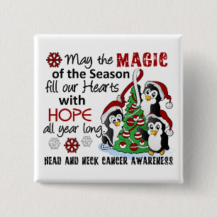 Christmas Penguins Head and Neck Cancer Button