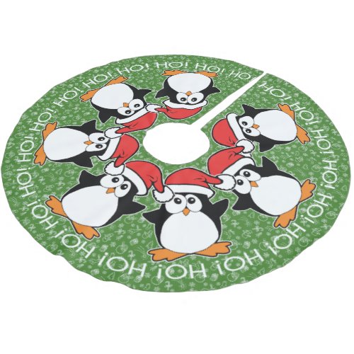 Christmas Penguins Ho HO Ho Brushed Polyester Tree Skirt