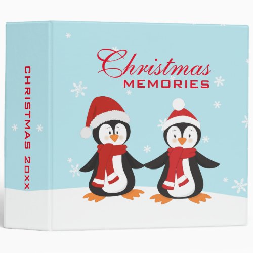 Christmas Penguins Holiday Photo Album 3 Ring Binder