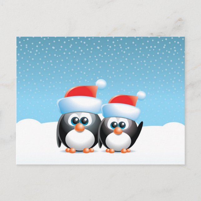 Christmas penguins holiday postcard (Front)