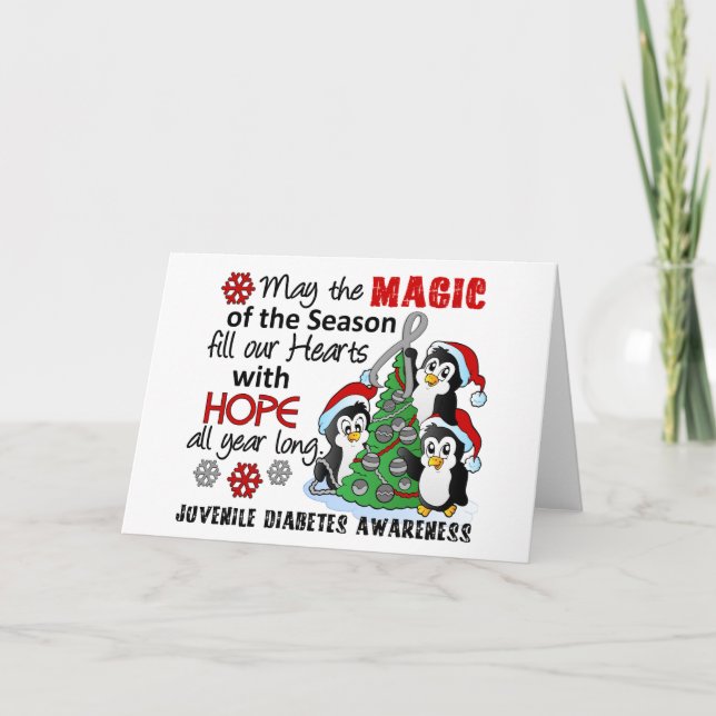 Christmas Penguins Juvenile Diabetes Holiday Card (Front)