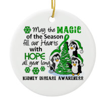 Christmas Penguins Kidney Disease Ceramic Ornament