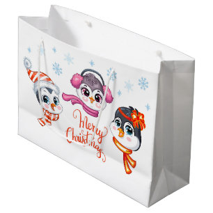 Christmas Penguins Large Gift Bag
