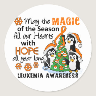 Christmas Penguins Leukemia Classic Round Sticker