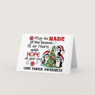 Christmas Penguins Lung Cancer Holiday Card