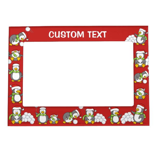 Christmas penguins magnetic photo frame (Front)