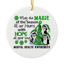 Christmas Penguins Mental Health Ceramic Ornament