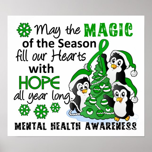 Christmas Penguins Mental Health Poster (Front)