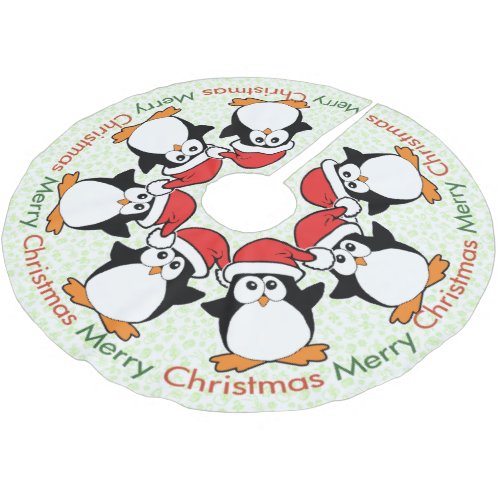 Christmas Penguins Merry Christmas Brushed Polyester Tree Skirt