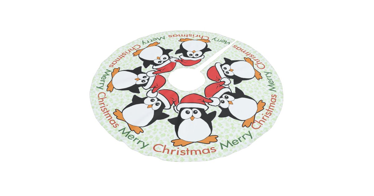 Christmas Penguins Merry Christmas Brushed Polyester Tree Skirt Zazzle