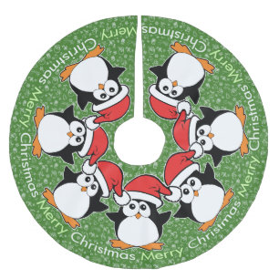 Christmas Penguins Merry Christmas Brushed Polyester Tree Skirt