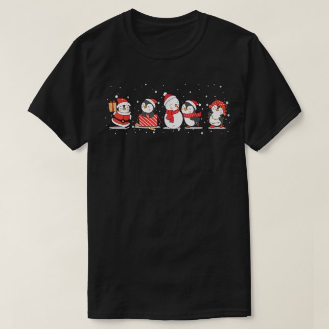 Christmas Penguins  Merry Christmas  Happy New Yea T-Shirt (Design Front)