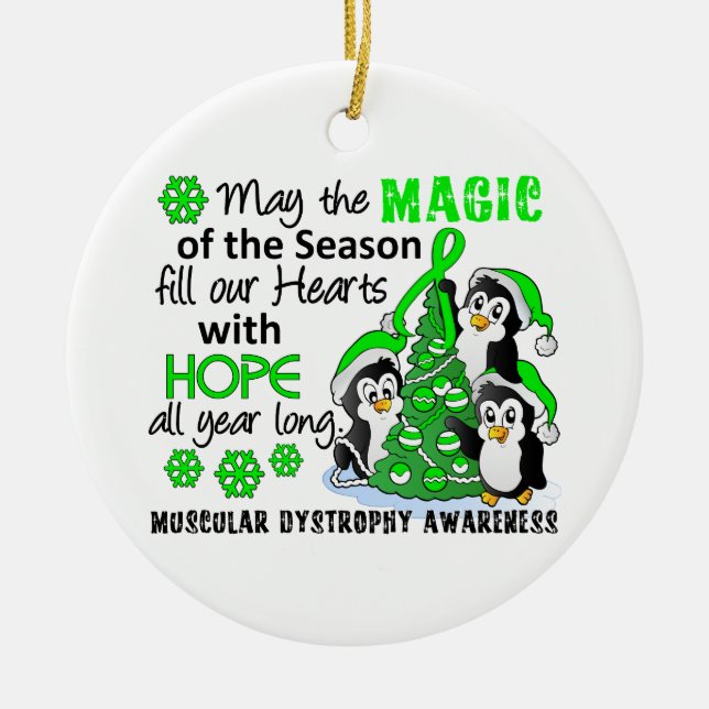 Christmas Penguins Muscular Dystrophy Ceramic Ornament (Front)