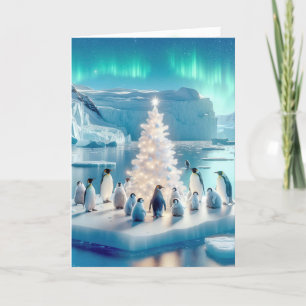 Christmas Penguins On Iceberg Holiday Card