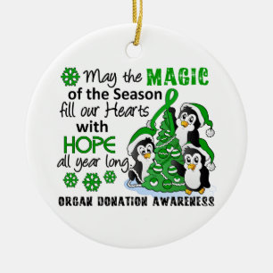 Christmas Penguins Organ Donation Ceramic Ornament