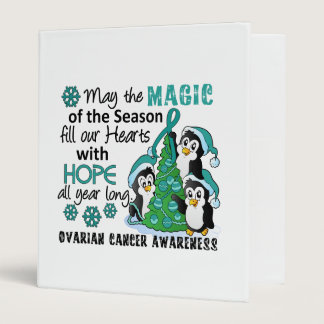 Christmas Penguins Ovarian Cancer 3 Ring Binder