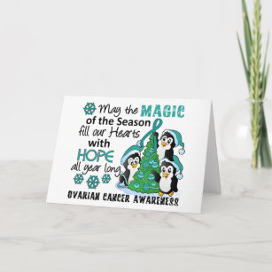 Christmas Penguins Ovarian Cancer Holiday Card