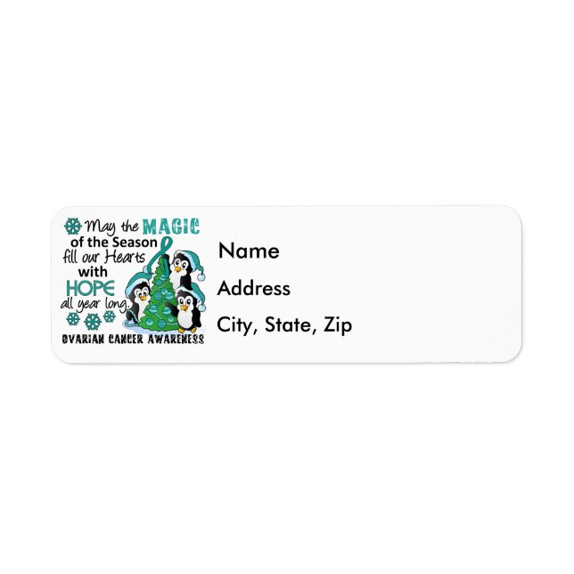 Christmas Penguins Ovarian Cancer Label (Front)