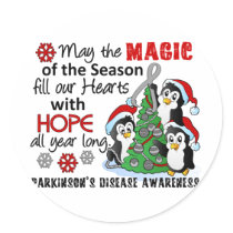 Christmas Penguins Parkinson's Disease Classic Round Sticker