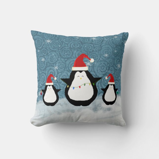 Christmas Penguins Pillow (Front)
