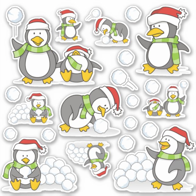 Christmas Penguins Sticker (Front)