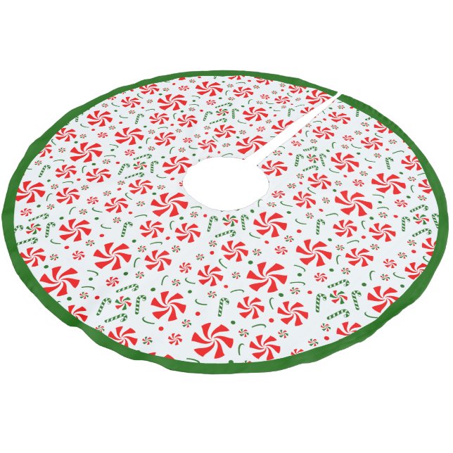 Christmas Peppermint Candy Brushed Polyester Tree Skirt (Angled)