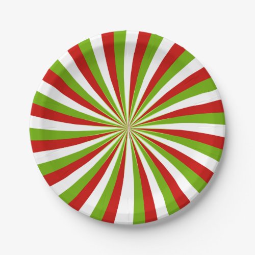 Christmas Peppermint Candy Cane Pinwheel Paper Plates