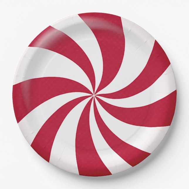 Christmas Peppermint Candy  Paper Plates (Front)