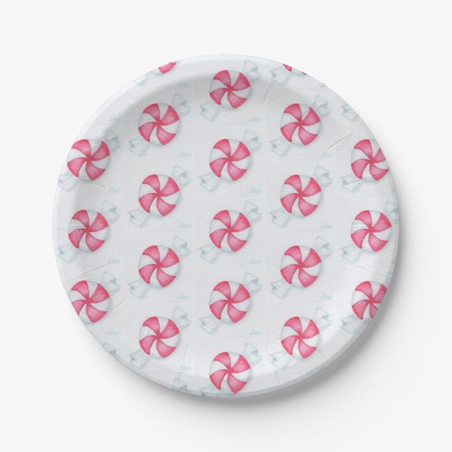Christmas Peppermint Candy Paper Plates (Front)
