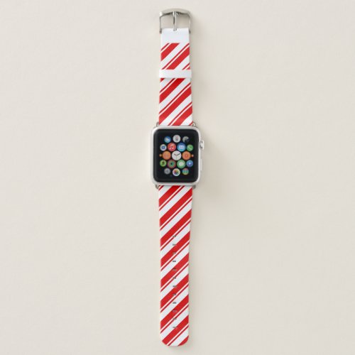 Christmas Peppermint Candy Red White Stripe Apple Watch Band