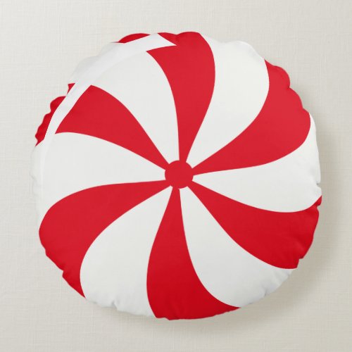 Christmas Peppermint Candy Round Holiday Round Pillow