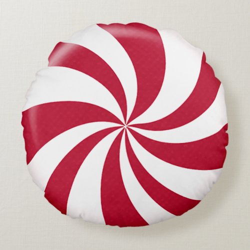 Christmas Peppermint Candy Round Pillow