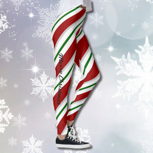Christmas Peppermint Candy Stripe Leggings Pants