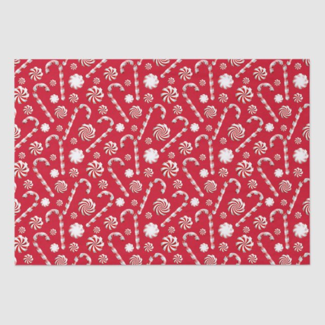 Christmas Peppermint | Candy Swirl Holiday Pattern Tissue Paper (Front)