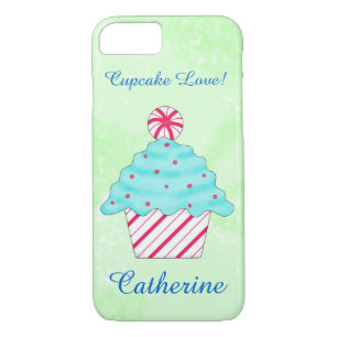 Christmas Peppermint Cupcake Art Name Personalized iPhone 8/7 Case