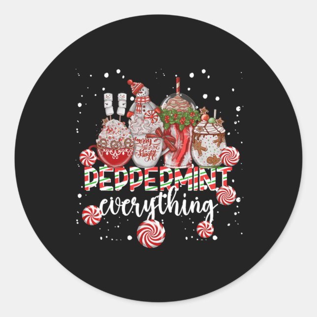 Christmas Peppermint Everything Coffee Chocolate M Classic Round Sticker (Front)