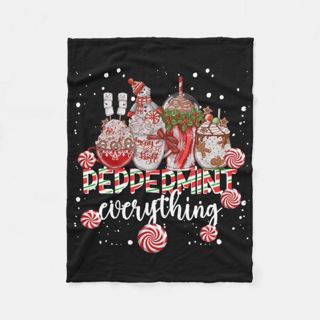Christmas Peppermint Everything Coffee Chocolate M Fleece Blanket (Front)