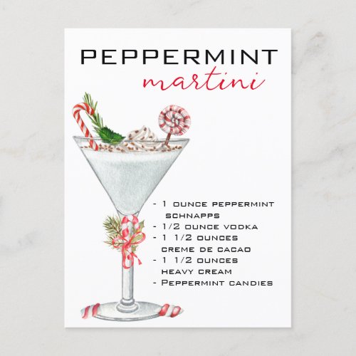 Christmas Peppermint Martini Cocktail Recipe  Postcard