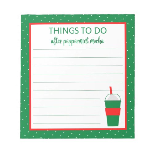 Christmas Peppermint Mocha Coffee To Do List Notepad