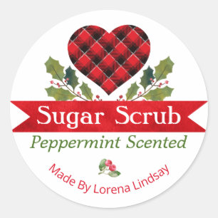Christmas Peppermint Plaid Sugar Scrub Labels
