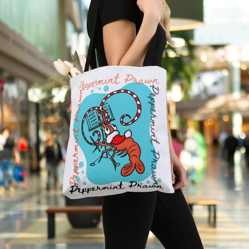 Christmas Peppermint Prawn Funny Cartoon Tote Bag
